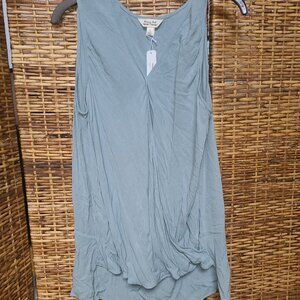NWT KRAZY KAT BLOUSE~SIZE XL Mint Seafoam Blue Sleeveless High Low Tunic Blouse